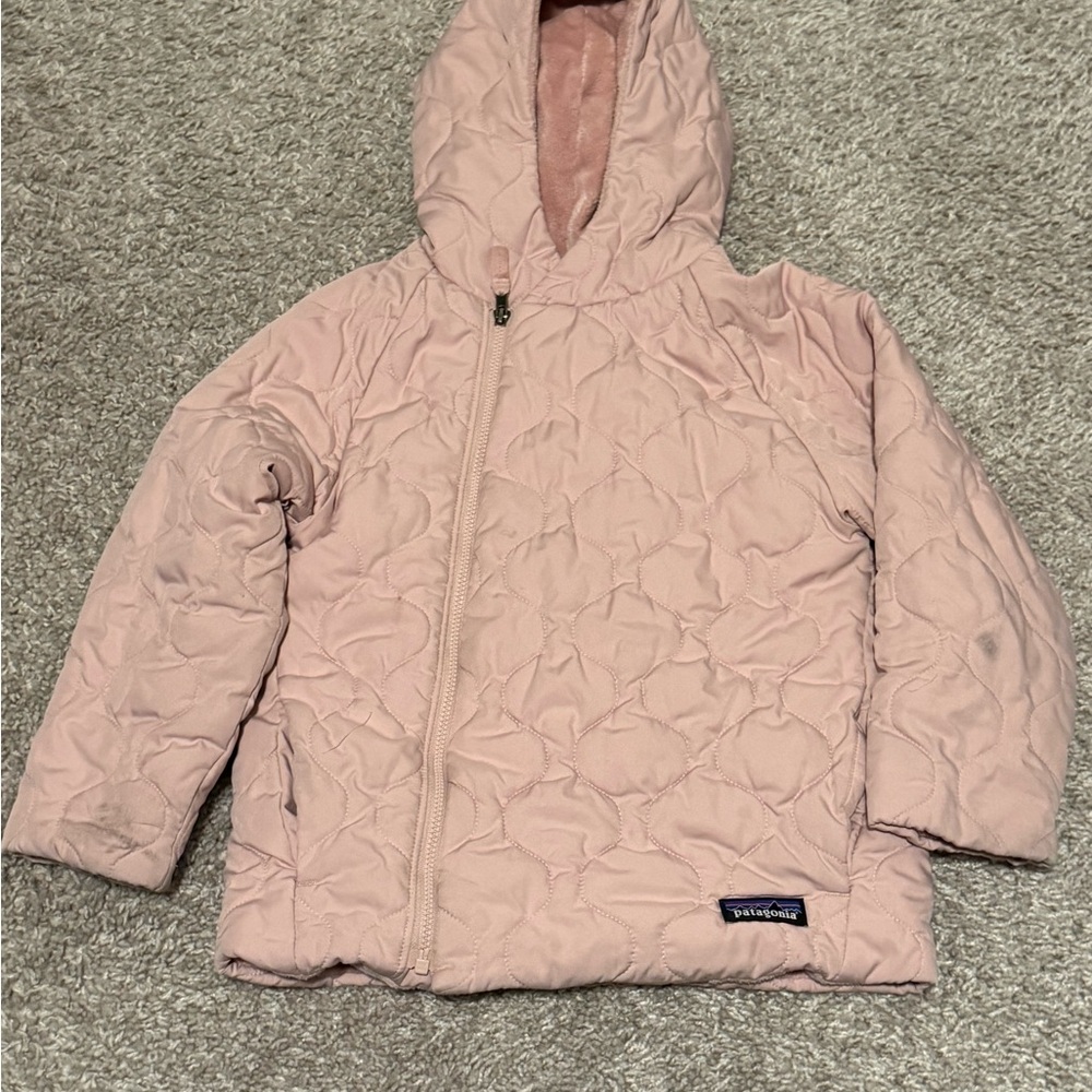 Patagonia Pink Quilted Hooded Puffer Jacket for Kids